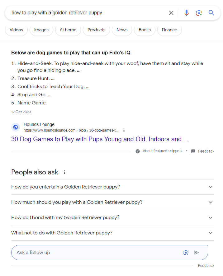 Google earch for [how to play with a golden retriever puppy]