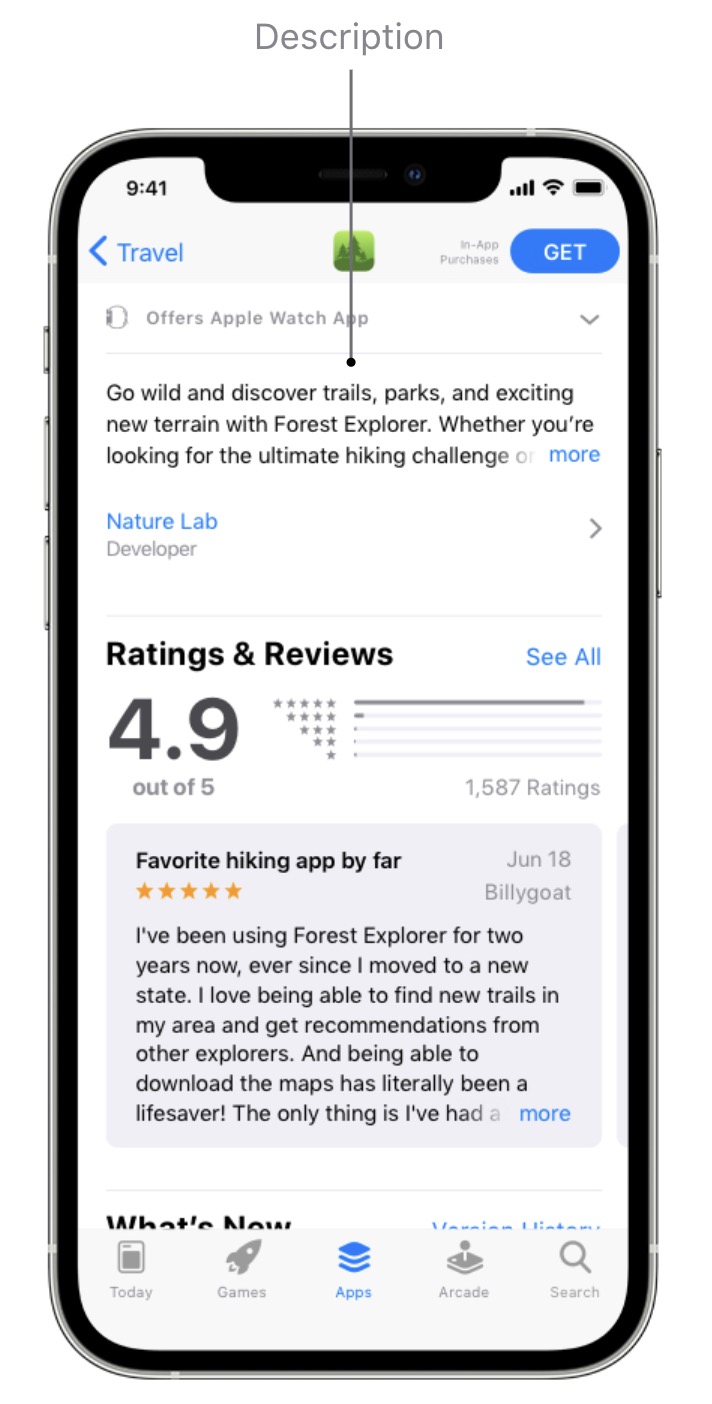 Exemple de description de l'App Store