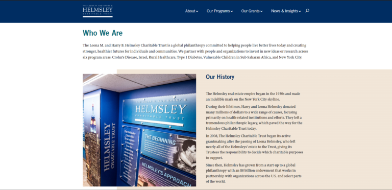 13 Helmsley Charitable Trust 768x372 - 25 Examples Of About Us Pages For Inspiration