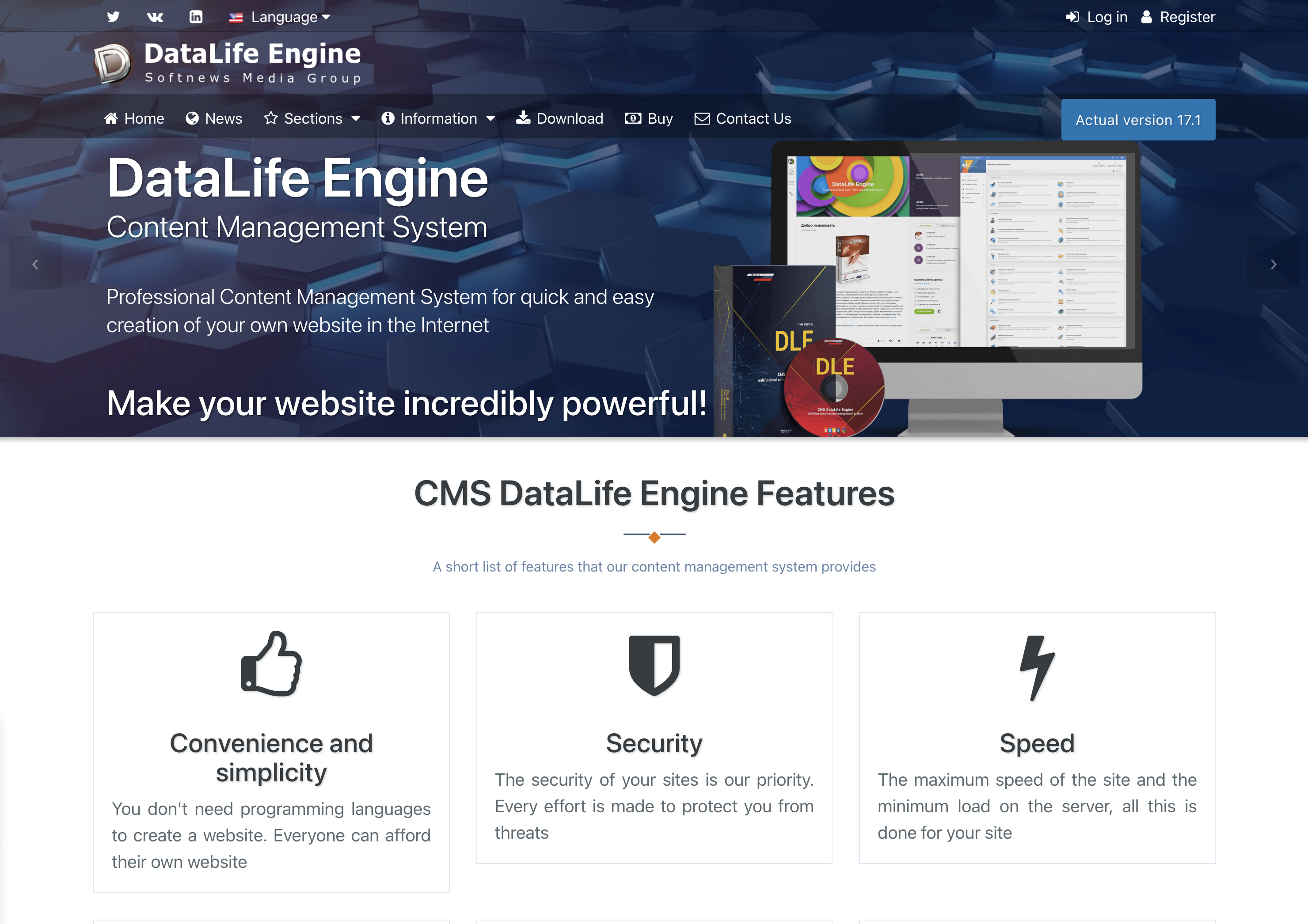 datalifengine website homepage