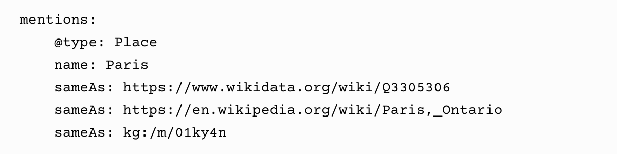 example of entity linking 66 - Extending Your Schema Markup From Rich Results To A Knowledge Graph