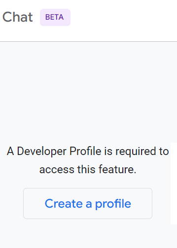 O chat do painel lateral do Google requer um perfil de programador
