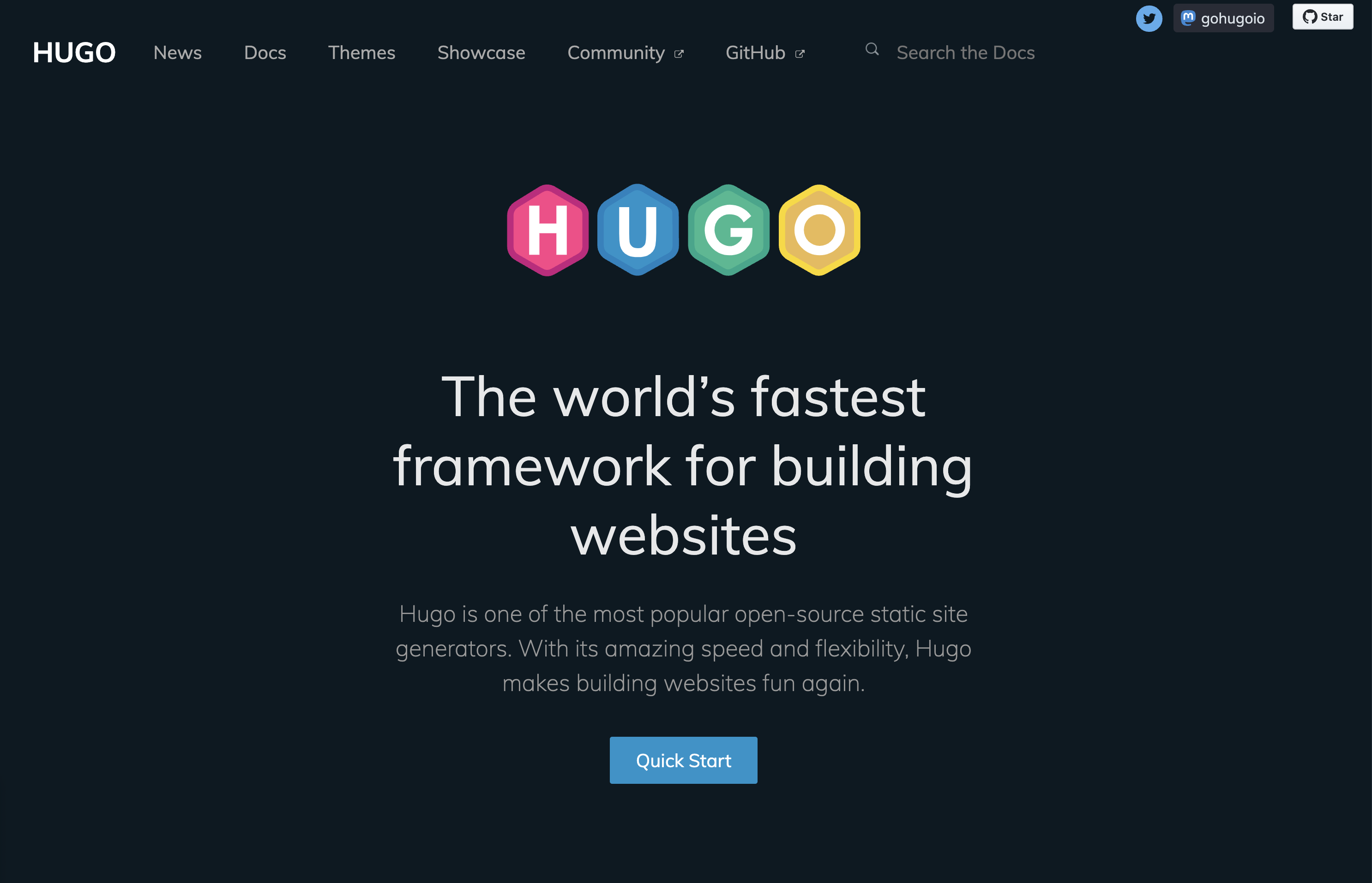 hugo website homepage