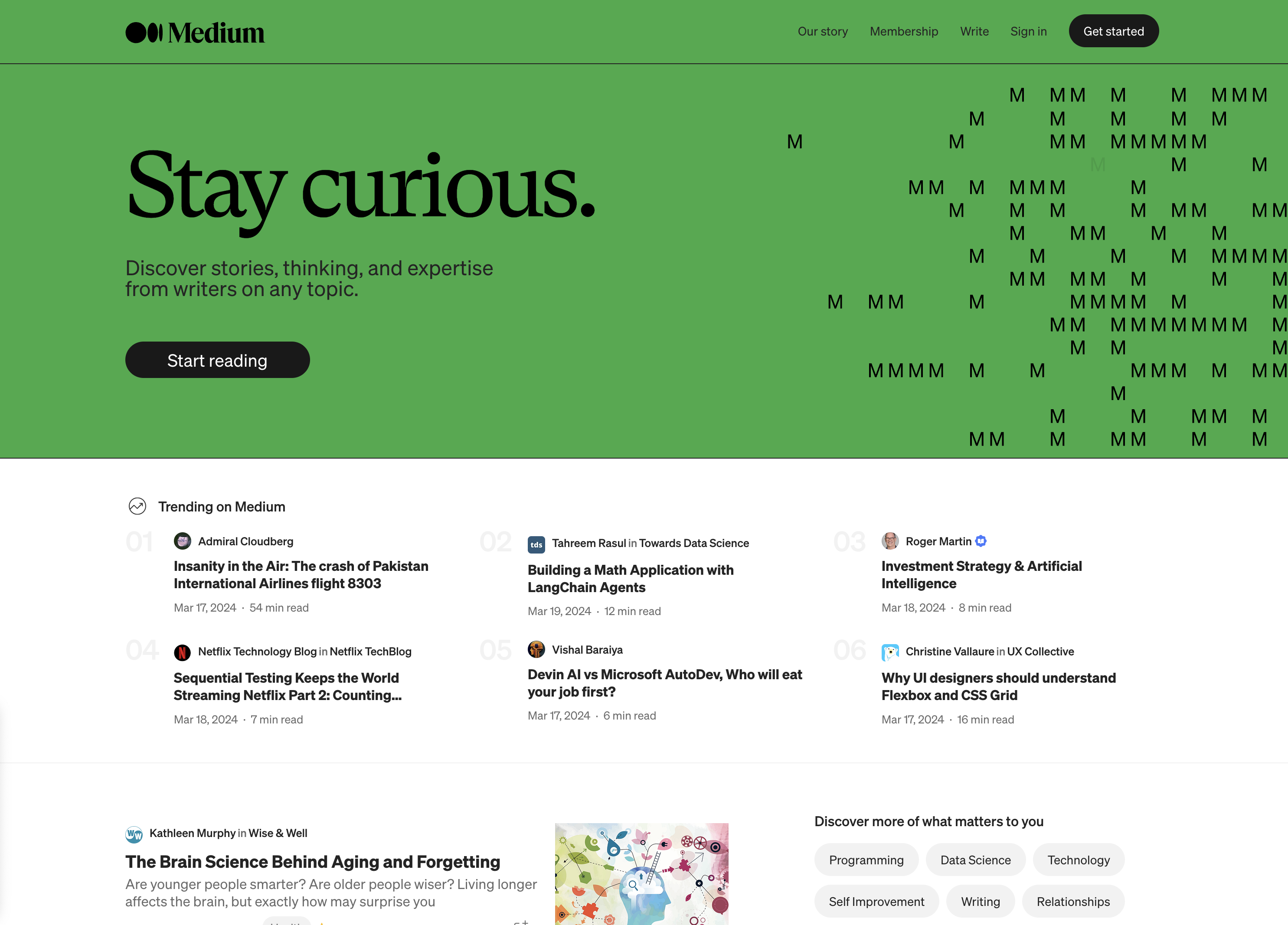 medium website homepage