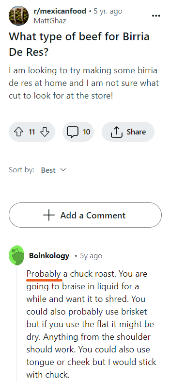 Captura de pantalla de un Redditor respondiendo una publicación con una suposición