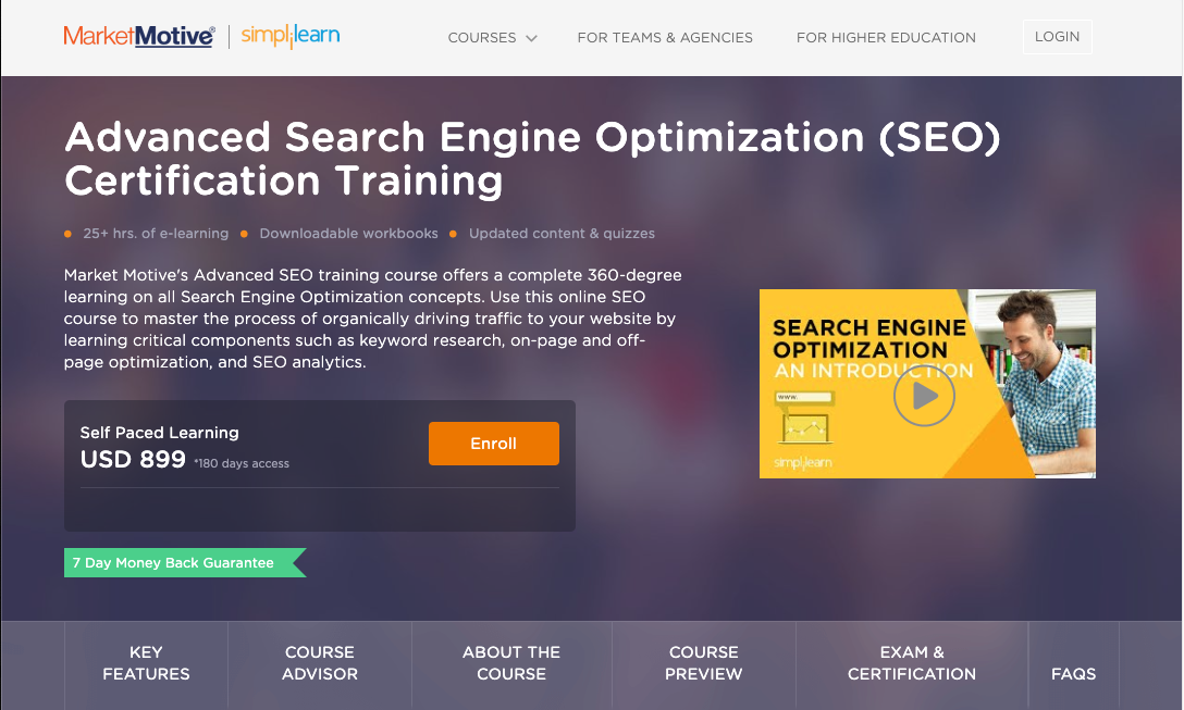 Advanced SEO Cert training: Market Motive