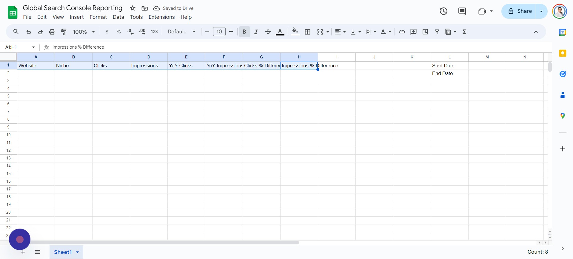 step 2 add column headers 939 - Automate Multi-Site Reporting With Google Sheets And GSC API