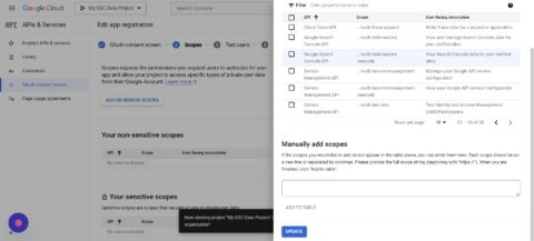 step 5 add gsc api scope 279 480x217 - Automate Multi-Site Reporting With Google Sheets And GSC API