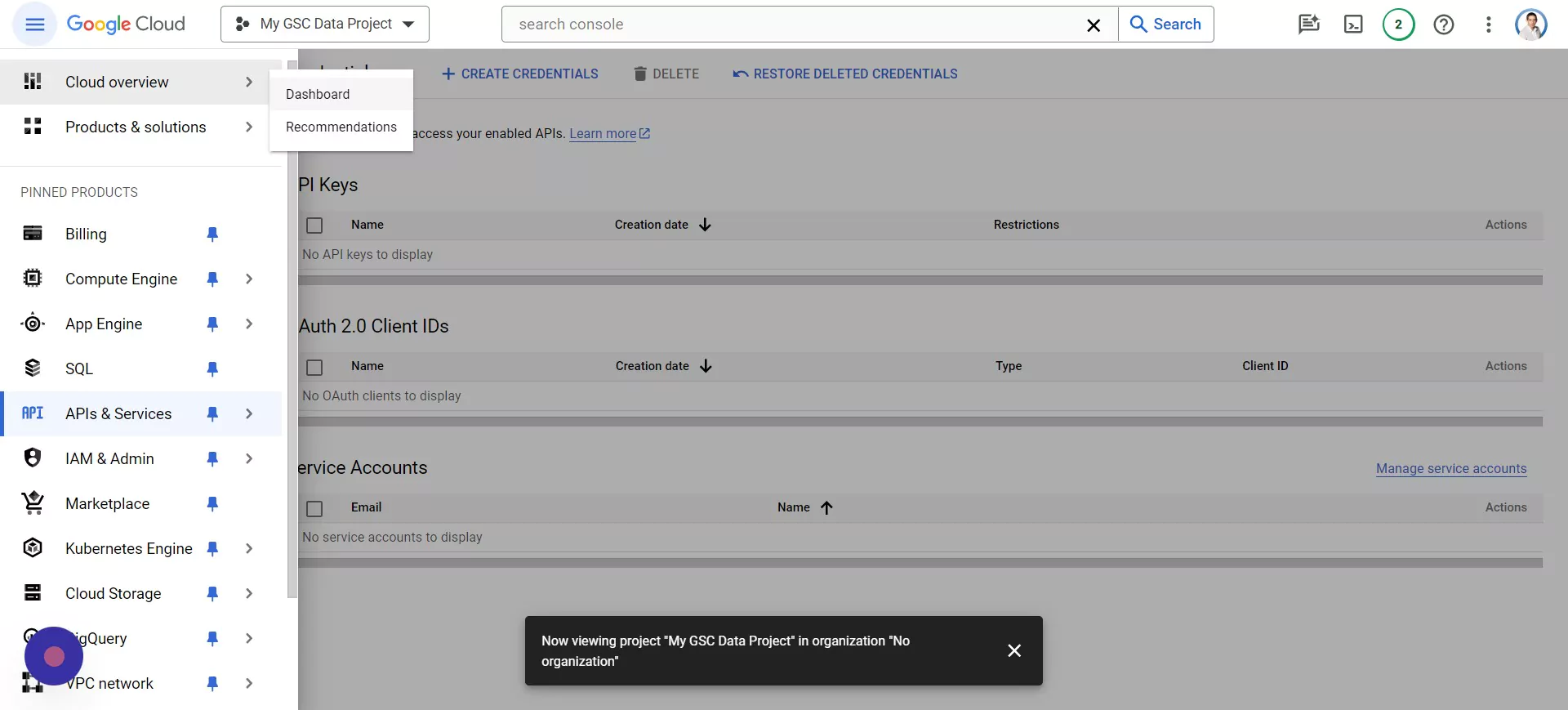 step 6 cloud dashboard 233 - Automate Multi-Site Reporting With Google Sheets And GSC API