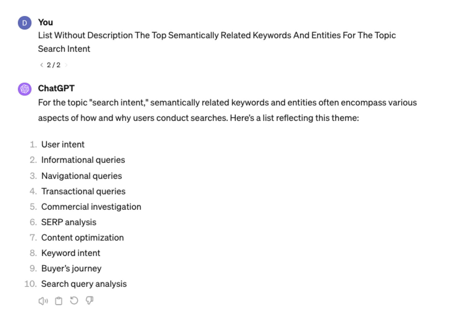 chatgpt keyword research semantic intent