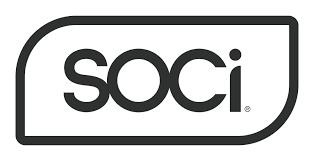Logo of Soci, featuring the word "Soci" in bold capital letters inside a rounded rectangle. The logo uses a simple black and white color scheme and is optimized for SEO as highlighted by Advertising strategies