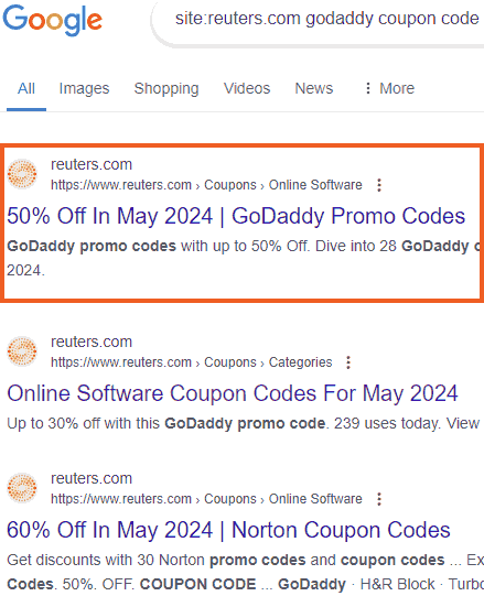 reuters godaddy coupon page 198 - Big Brands Apparently Receive Site Abuse Manual Actions