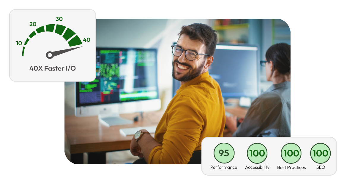 40 Times Faster Page Speeds with Top Scoring Core Web Vitals with InMotion Hosting UltraStack One. (Source: InMotion Hosting UltraStack One for WordPress )