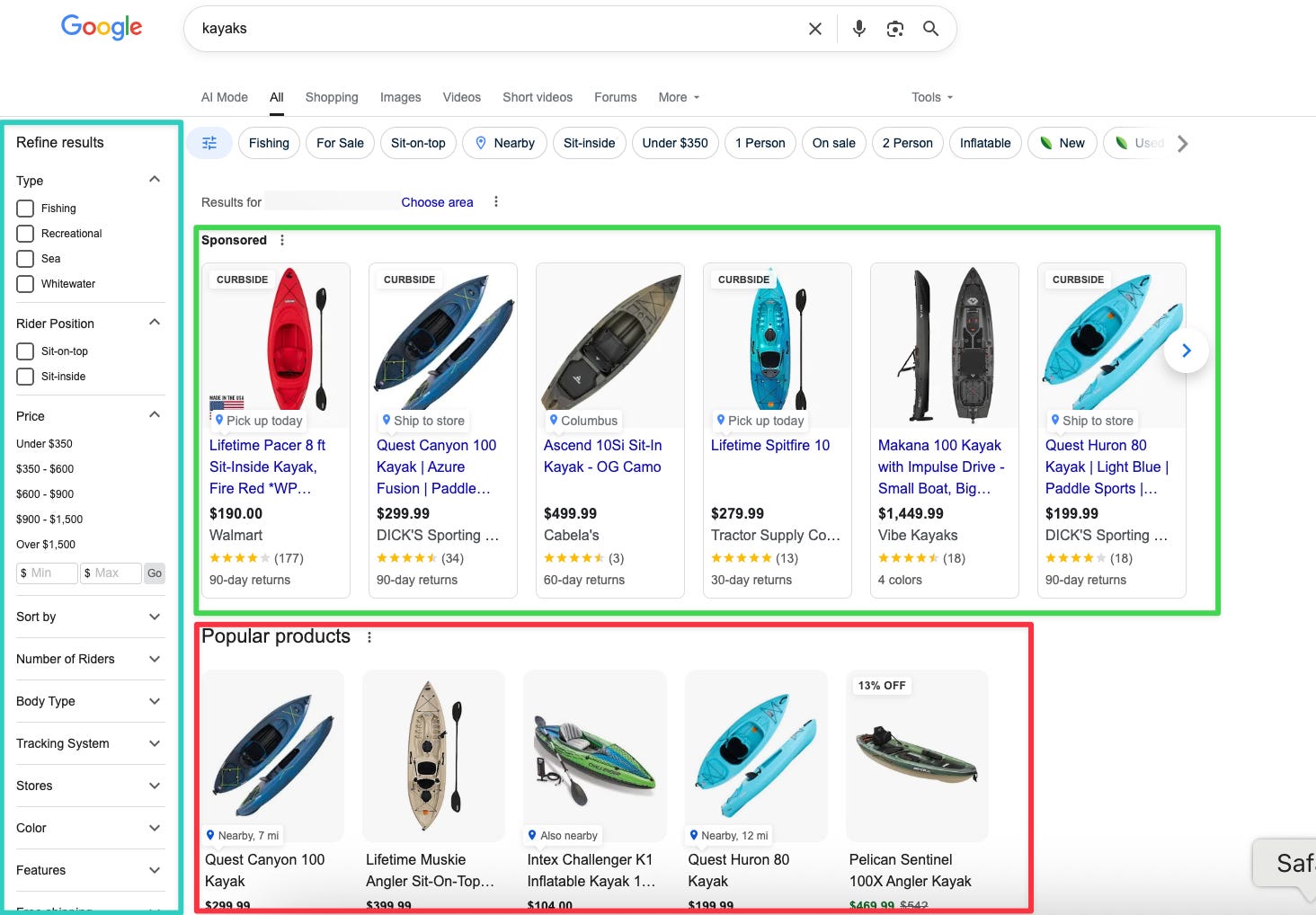 kayaks on desktop