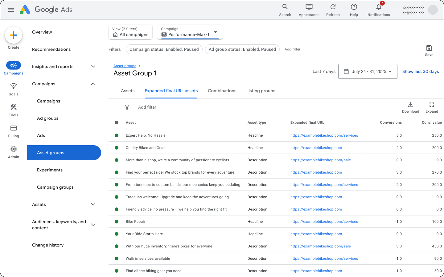 Expanded Final URL reporting in Google Ads