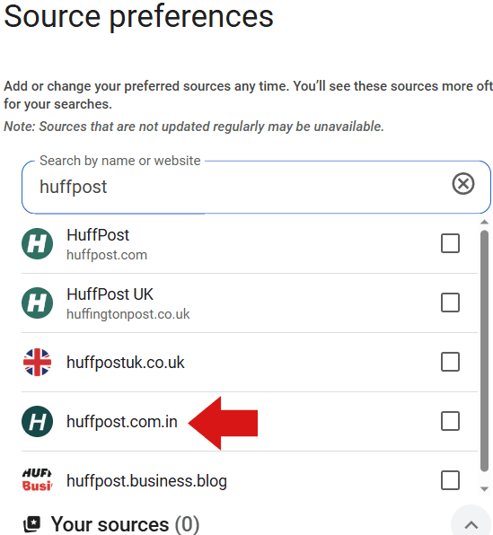 Инструмент Google «Предпочитаемые источники» забит спамом